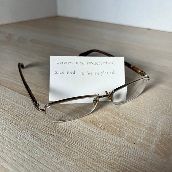Prada VPR 52O ZVN-1O1 Eyeglasses Gold Brown Half Rim Frames READ 52-17-135 Italy - Picture 1 of 10